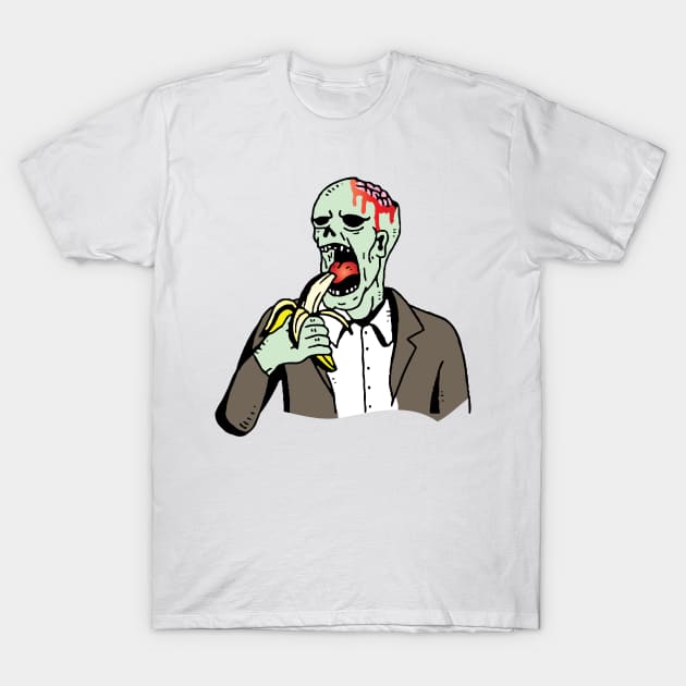 vegan zombie eating fruits and vegetables T-Shirt by lazykitty